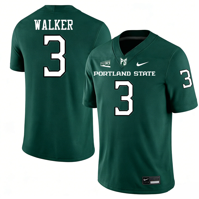 Portland State Vikings #3 Pierce Walker College Footbaall Jerseys,Uniforms Stitched-Green